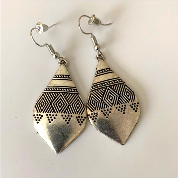 Silver Geometric Earrings - Picture 2 of 7